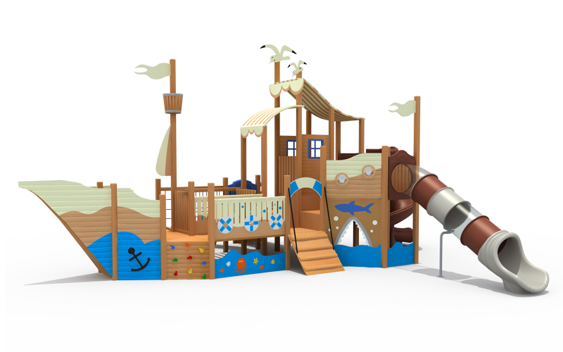 兒童戶外木質拓展海盜船組合滑梯 (3).jpg