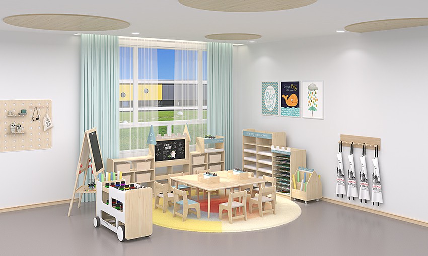 幼兒園全屋定制案例楓木美術區角.jpg 幼兒園全屋定制案例楓木美術區角.jpg